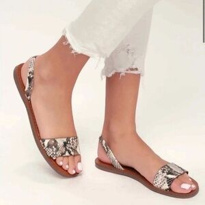 Steve Madden Alina Snake Print Flat Slingback Sandals Size 10